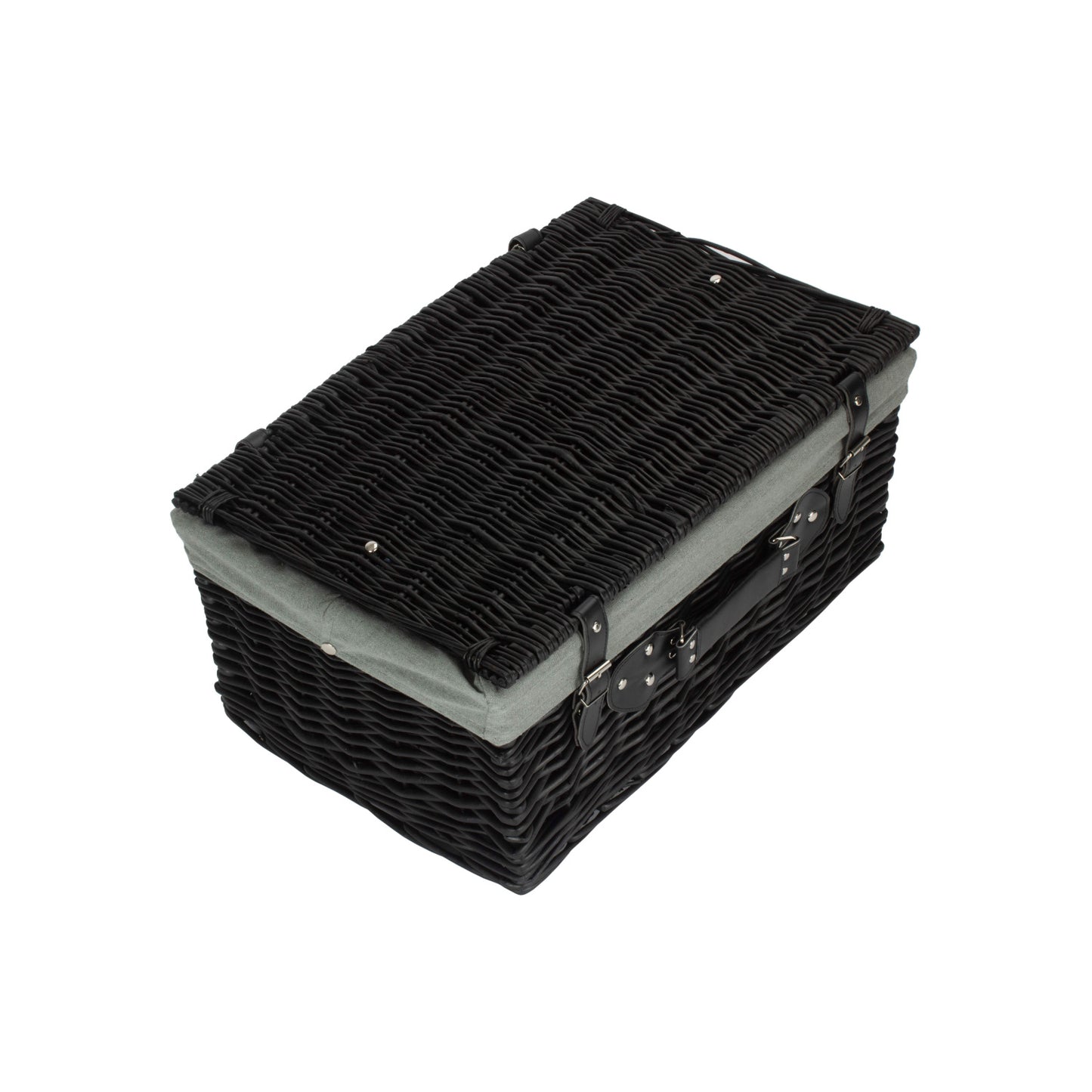 20 Inch Black Willow Hamper with Grey Sage Lining