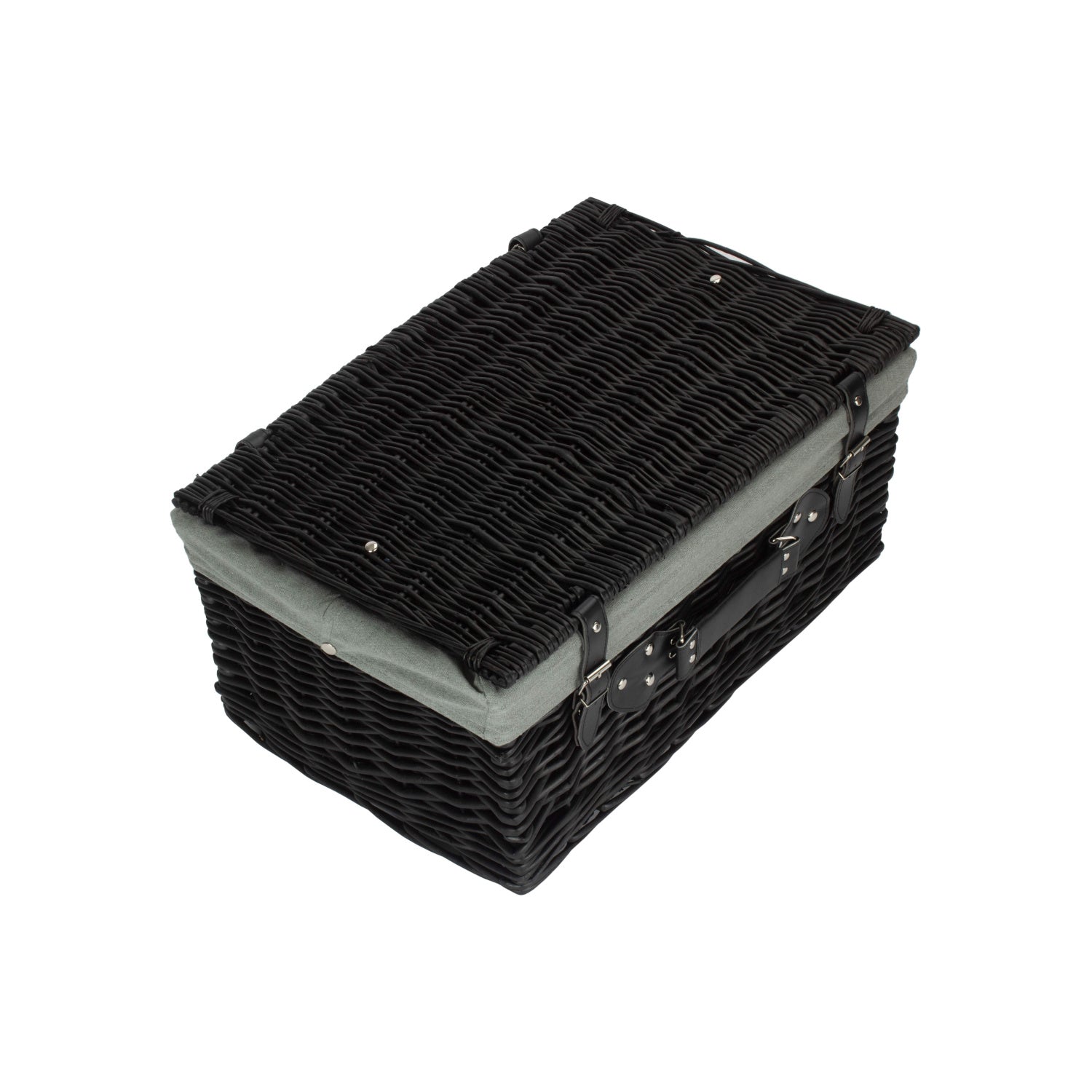 20 Inch Black Willow Hamper with Grey Sage Lining