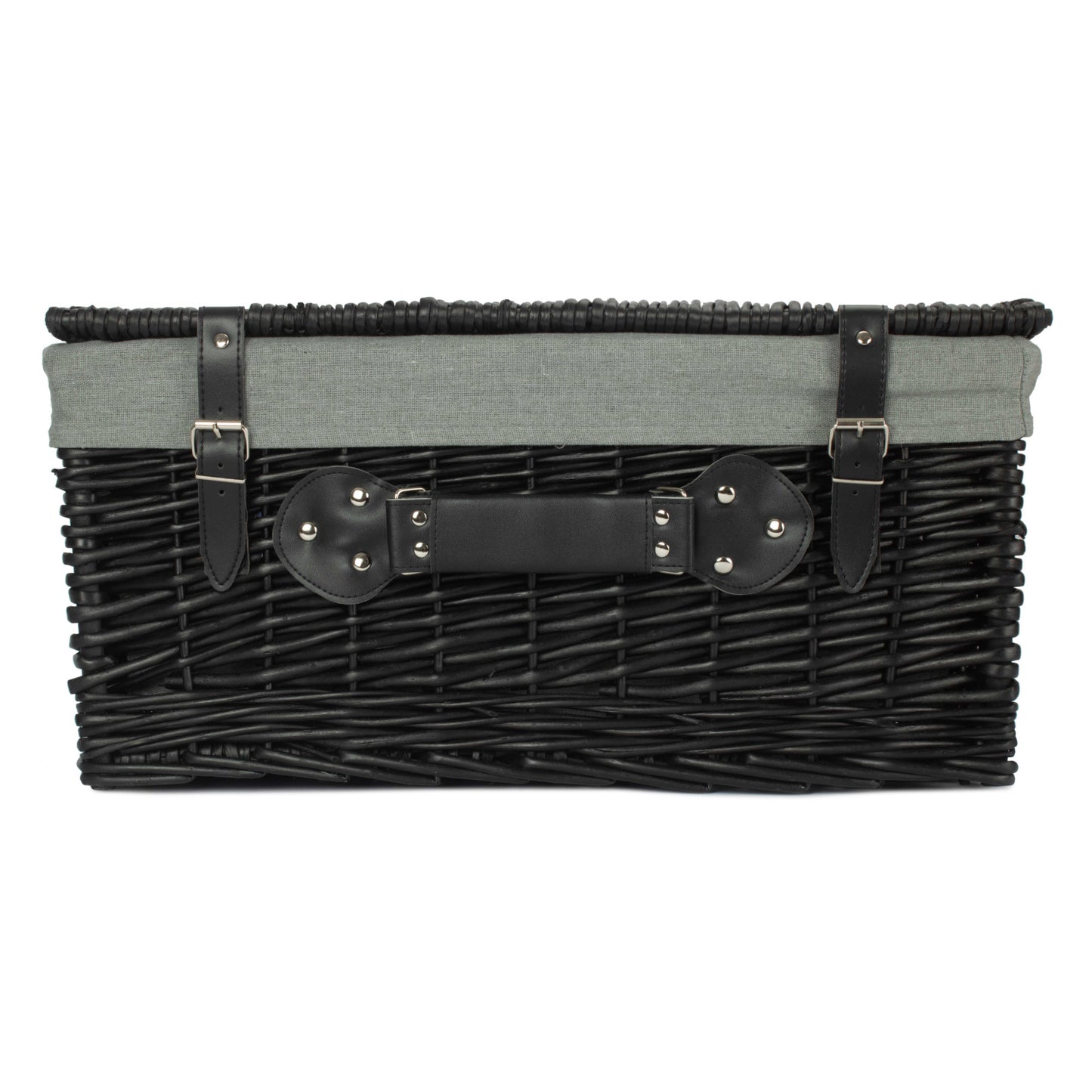 20 Inch Black Willow Hamper with Grey Sage Lining