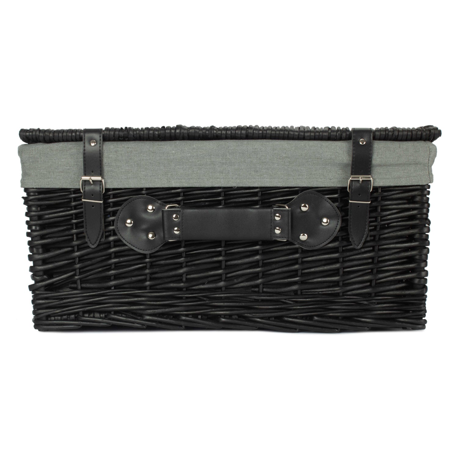 20 Inch Black Willow Hamper with Grey Sage Lining