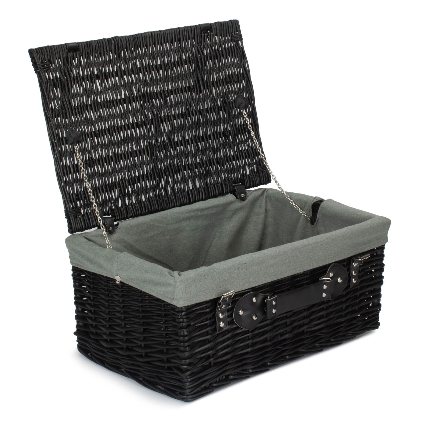 20 Inch Black Willow Hamper with Grey Sage Lining