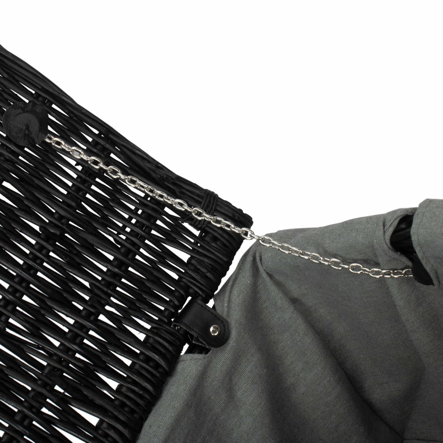 20 Inch Black Willow Hamper with Grey Sage Lining