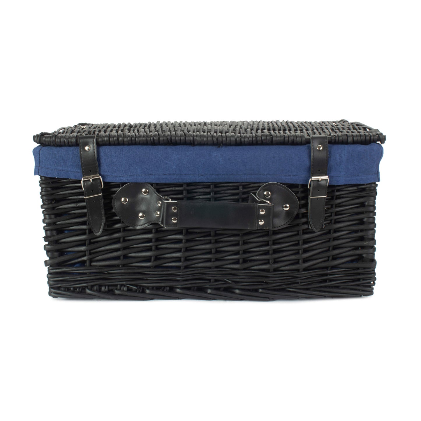 20 Inch Black Willow Hamper with Navy Blue Lining
