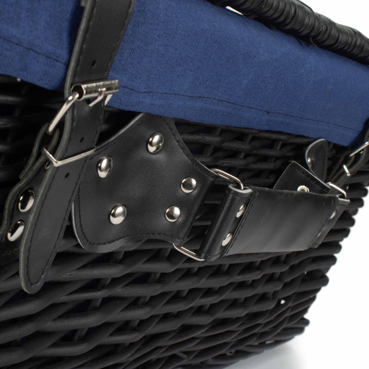 20 Inch Black Willow Hamper with Navy Blue Lining