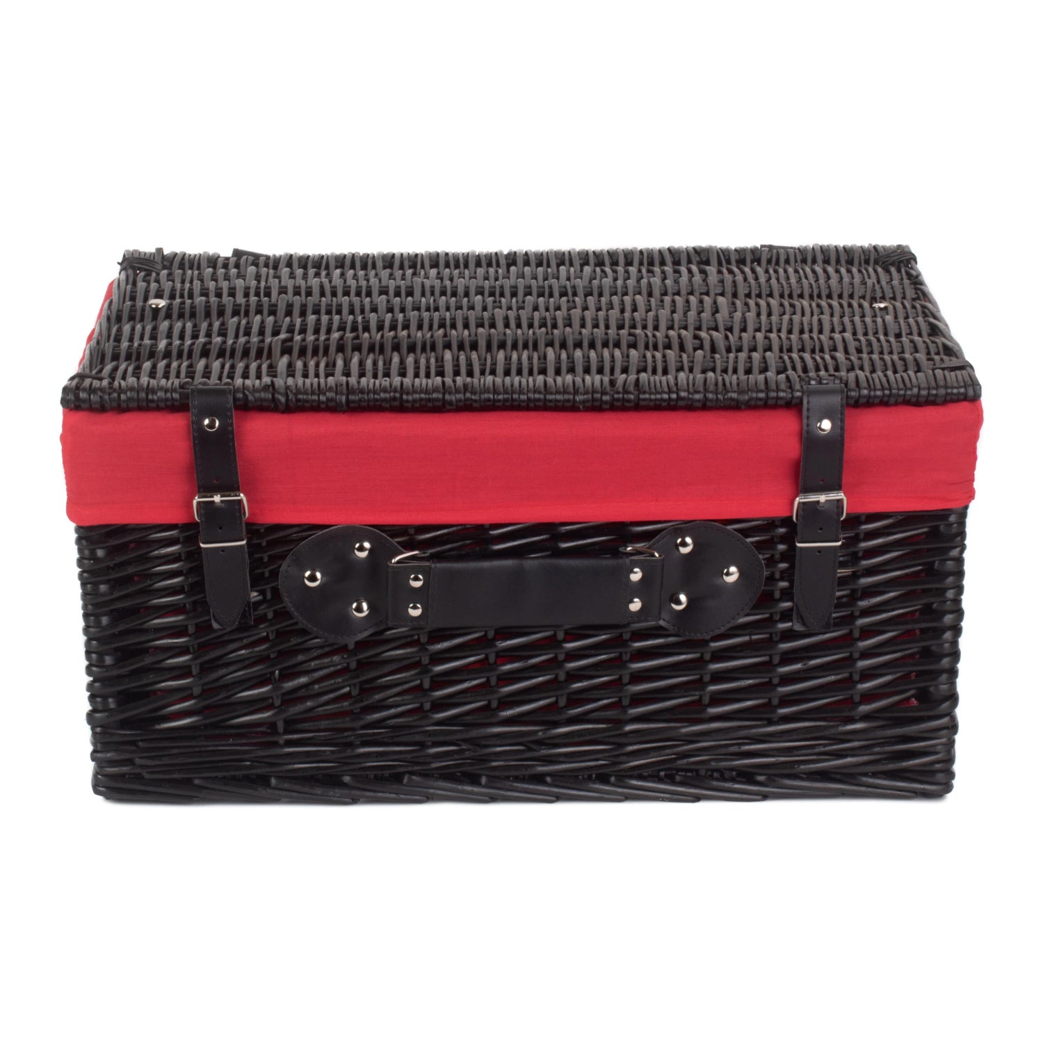 20 Inch Black Willow Hamper with Red Lining
