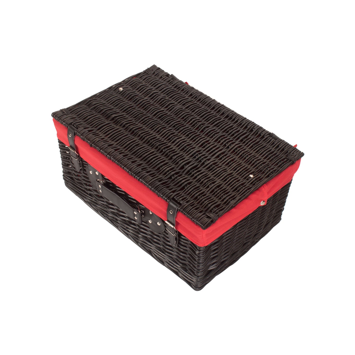 20 Inch Black Willow Hamper with Red Lining