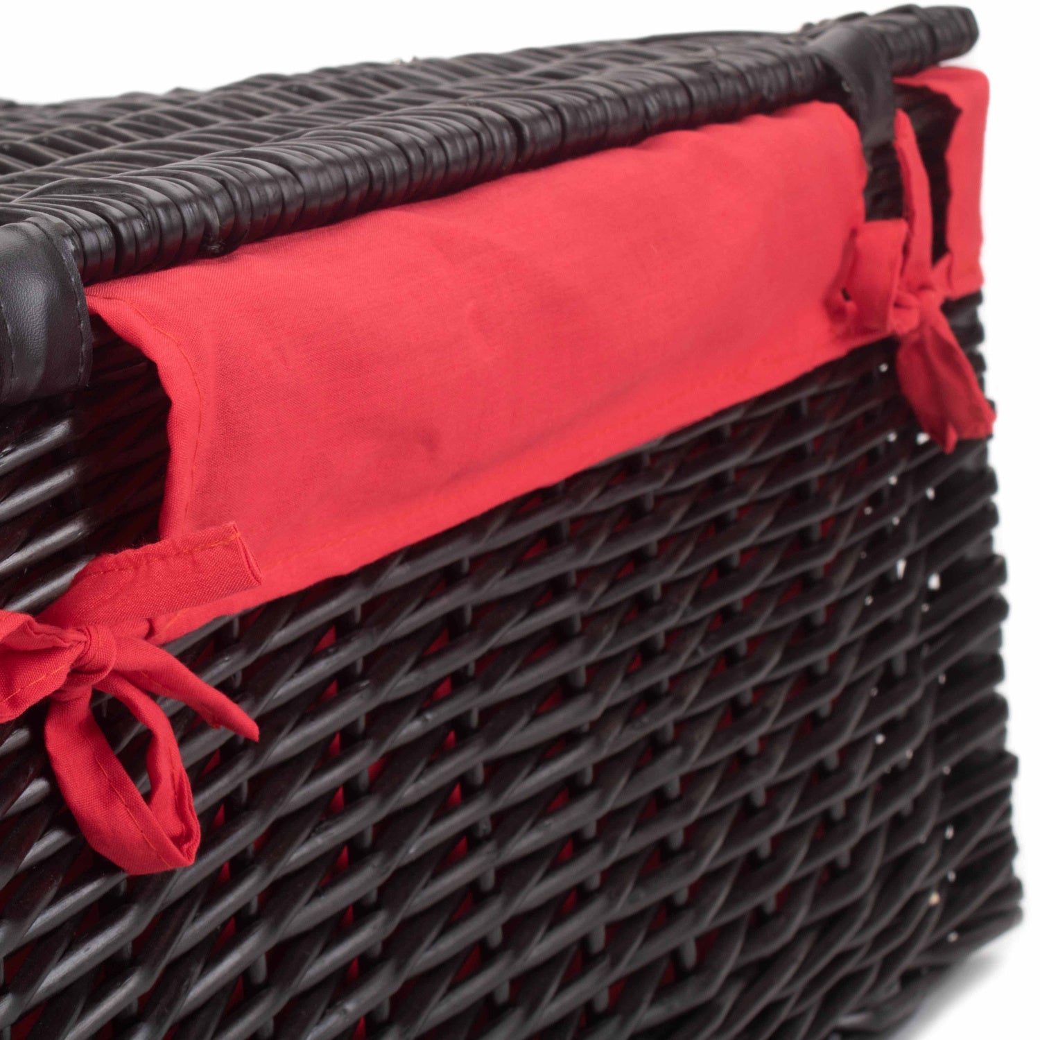 20 Inch Black Willow Hamper with Red Lining