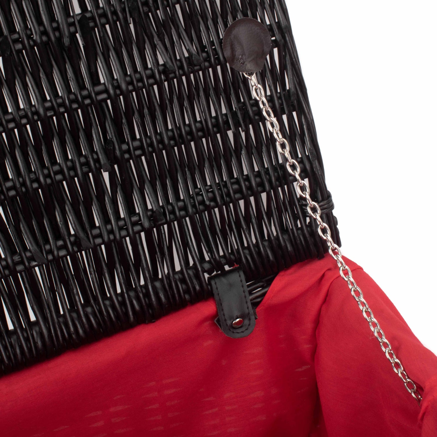 20 Inch Black Willow Hamper with Red Lining