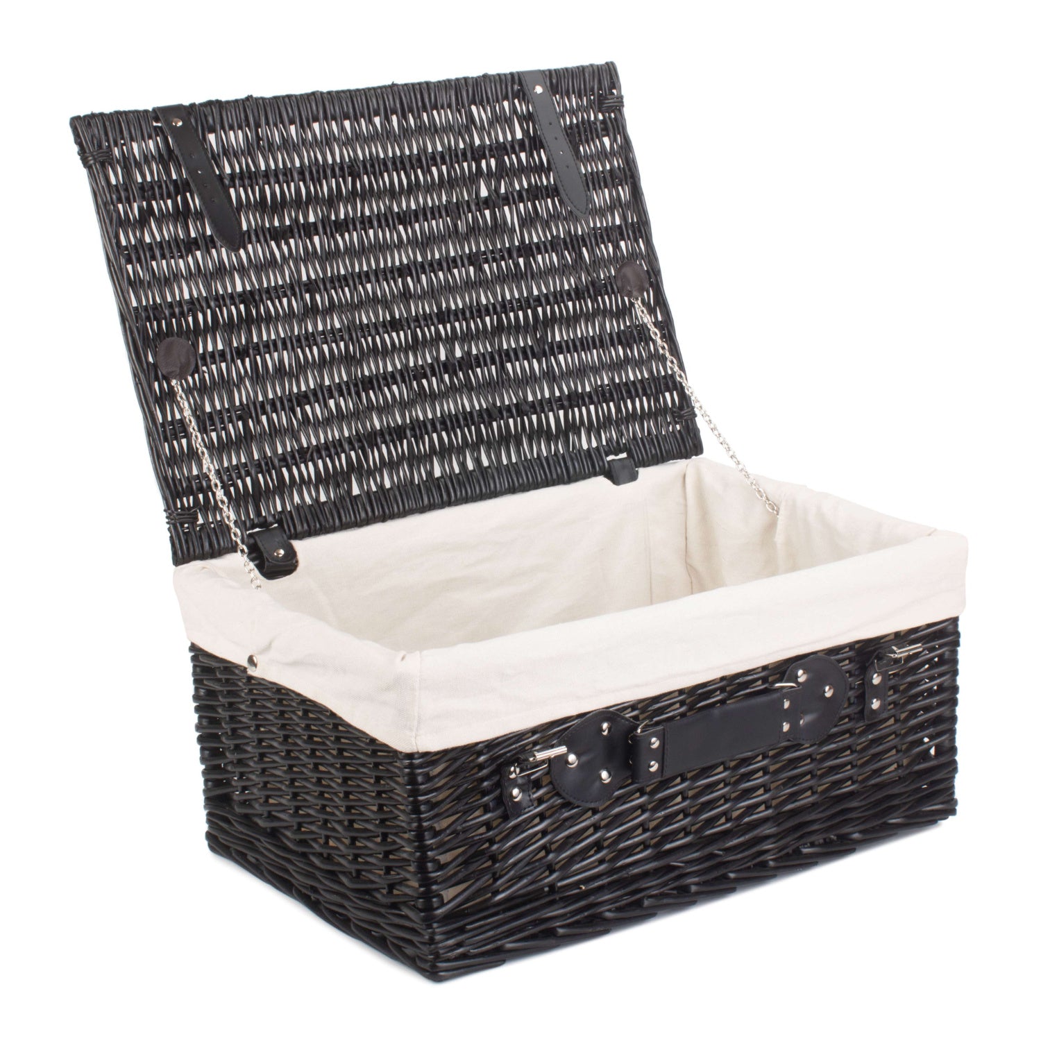 20 Inch Black Willow Hamper with White Lining