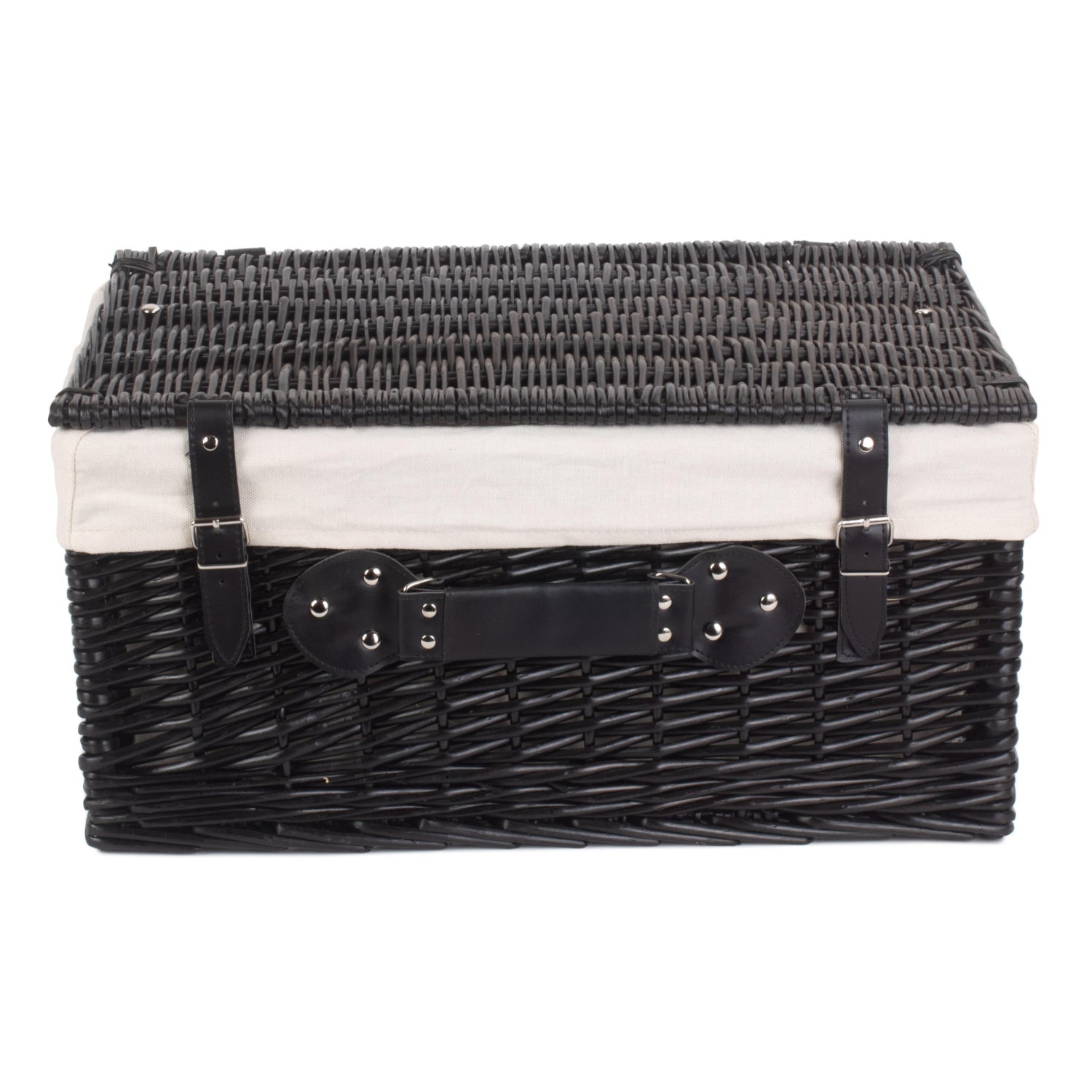 20 Inch Black Willow Hamper with White Lining