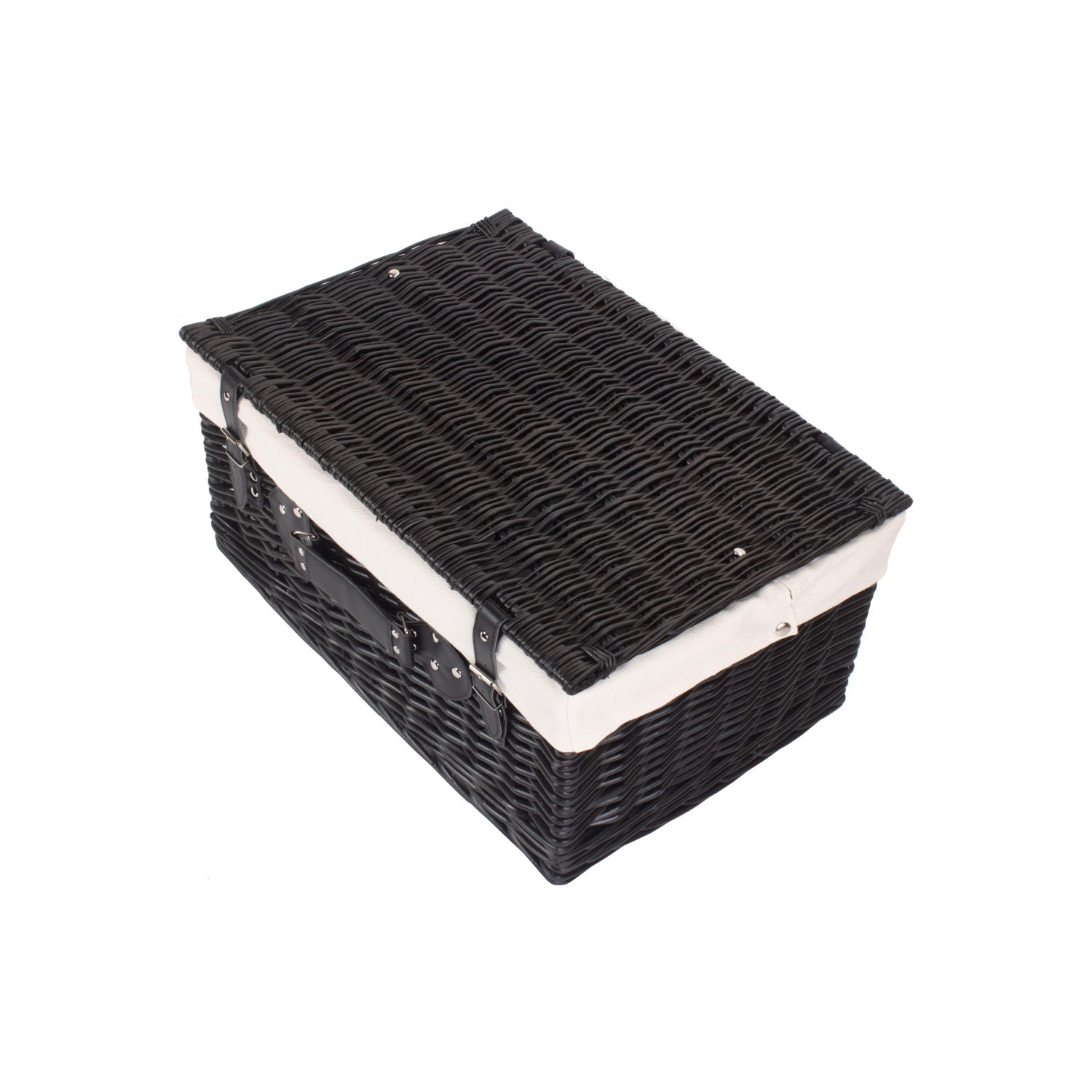 20 Inch Black Willow Hamper with White Lining