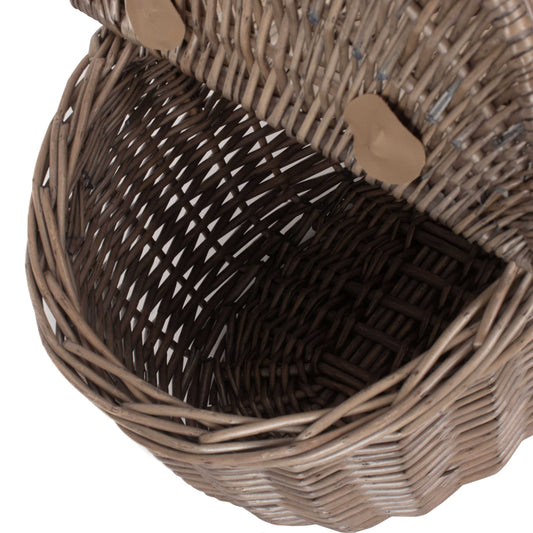 Small Antique Wash Finish Willow Oval Picnic Basket