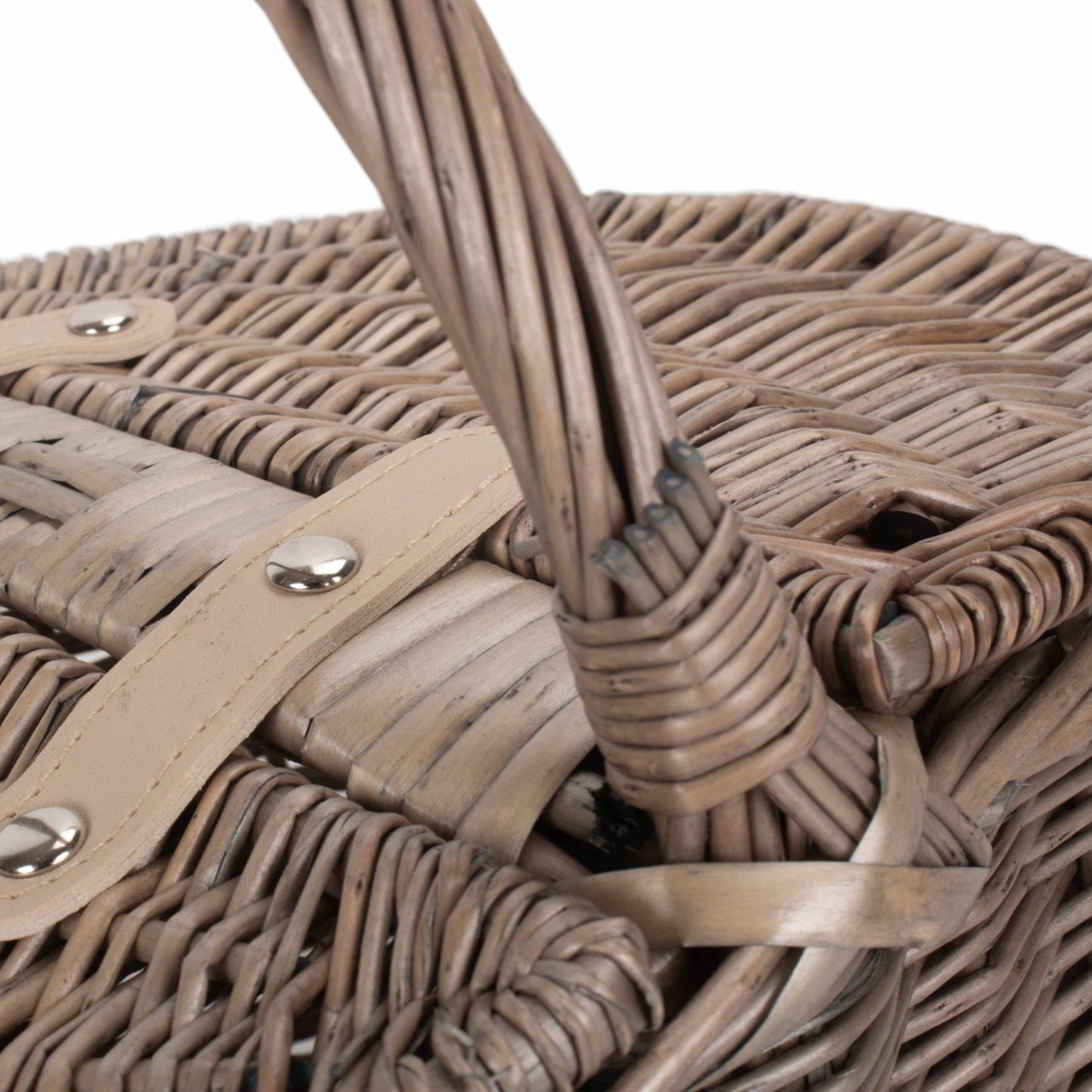 Small Antique Wash Finish Willow Oval Picnic Basket