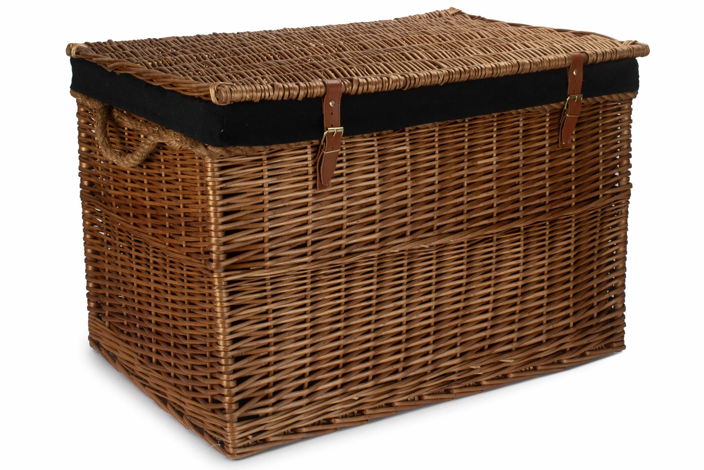 29 Inch Light Steamed Willow Storage Hamper with Black Lining