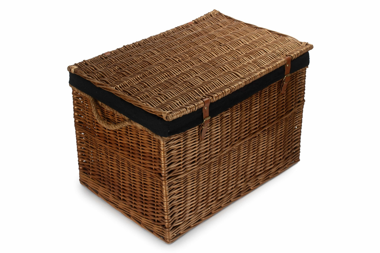 29 Inch Light Steamed Willow Storage Hamper with Black Lining