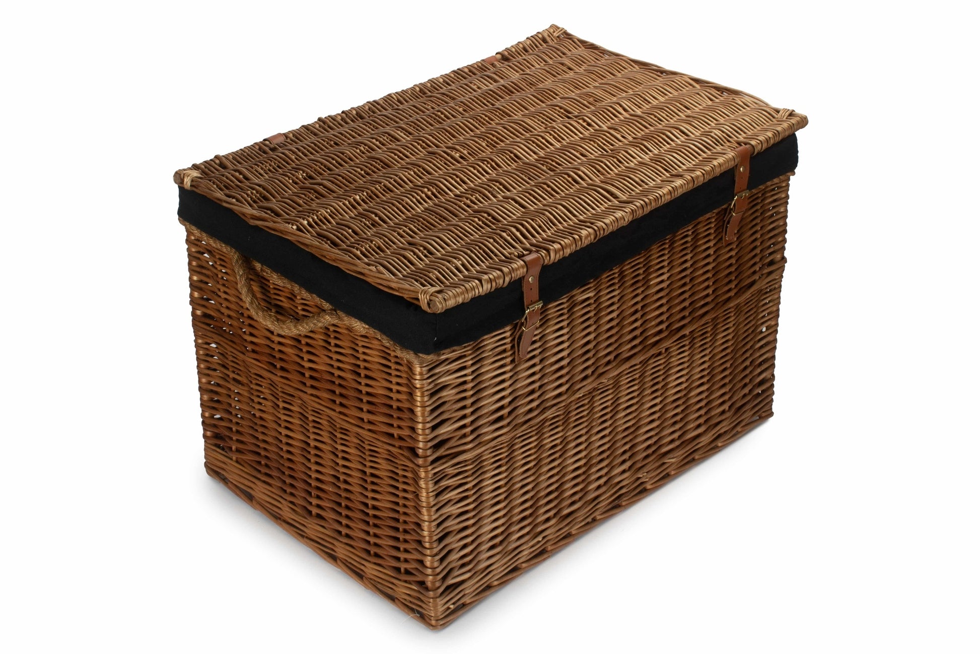 29 Inch Light Steamed Willow Storage Hamper with Black Lining