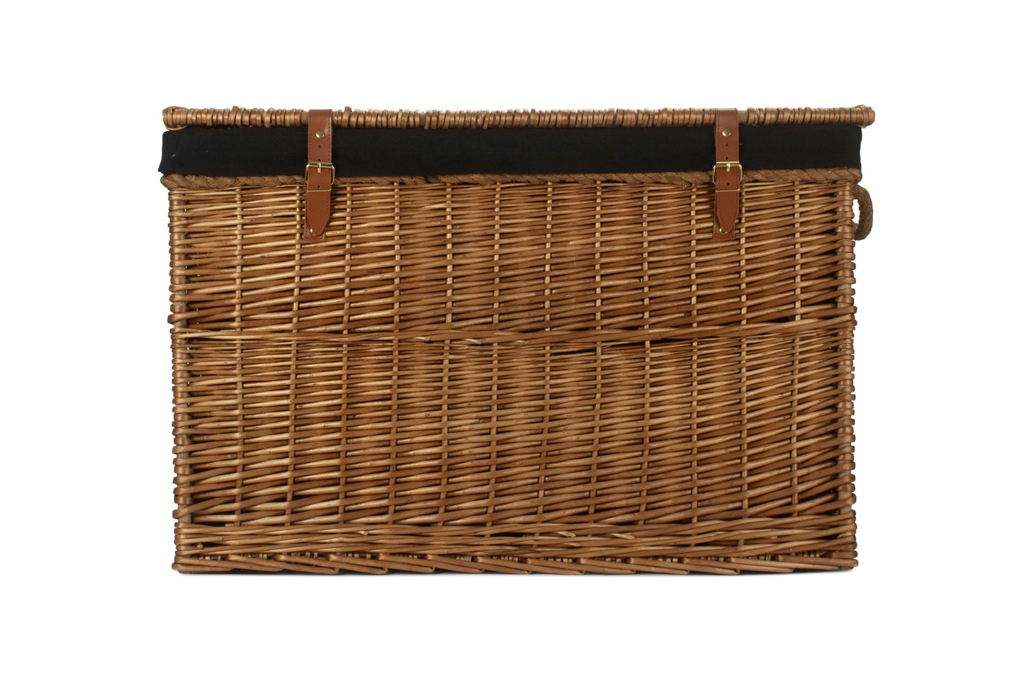 29 Inch Light Steamed Willow Storage Hamper with Black Lining