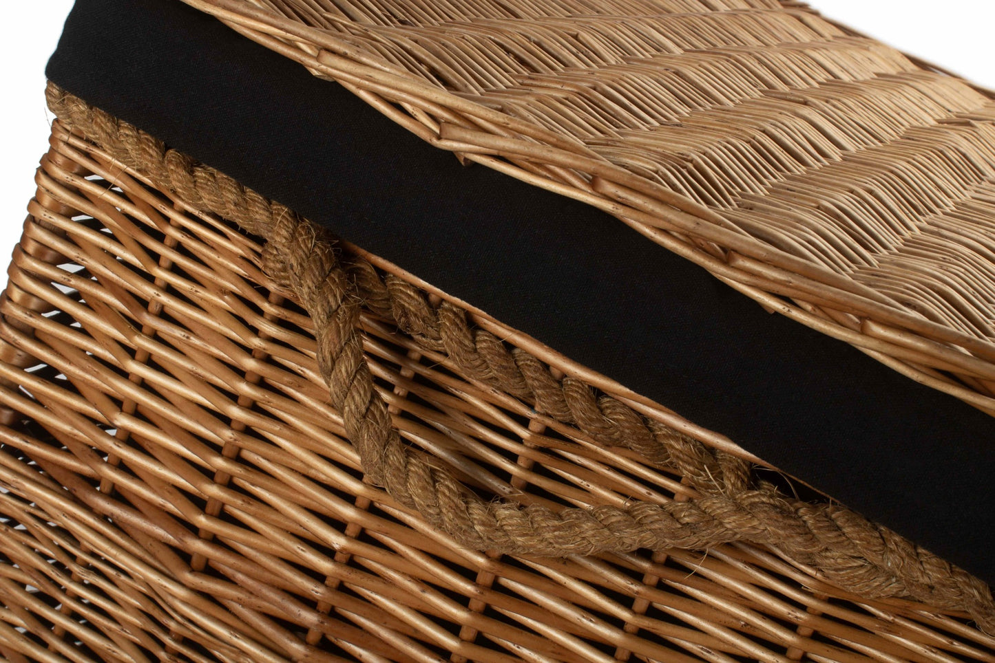 29 Inch Light Steamed Willow Storage Hamper with Black Lining