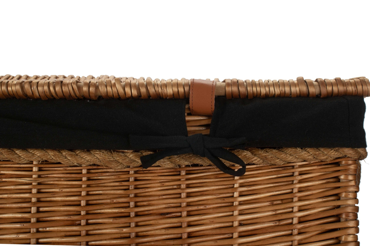 29 Inch Light Steamed Willow Storage Hamper with Black Lining