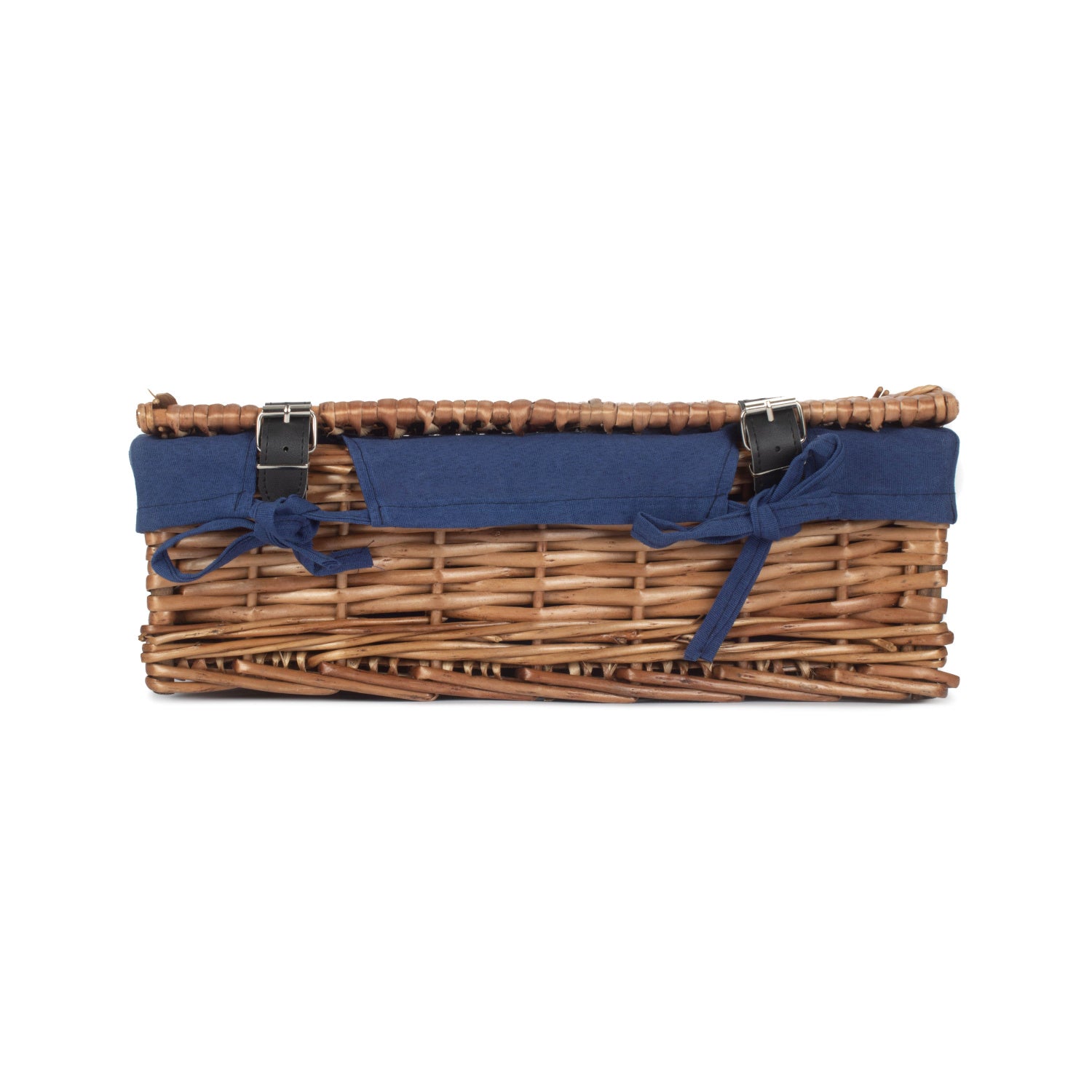 15 Inch Split Willow Hamper with Navy Blue Lining