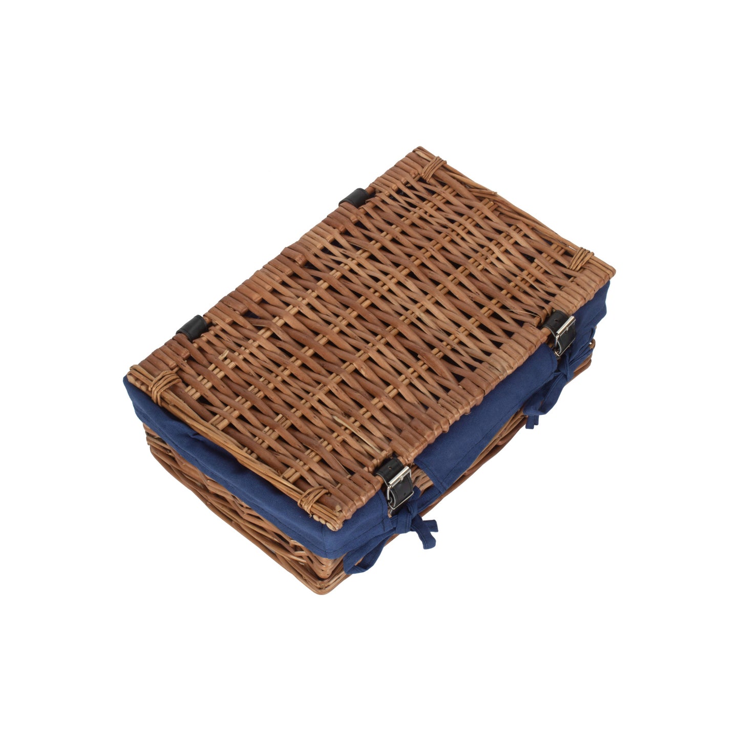 15 Inch Split Willow Hamper with Navy Blue Lining