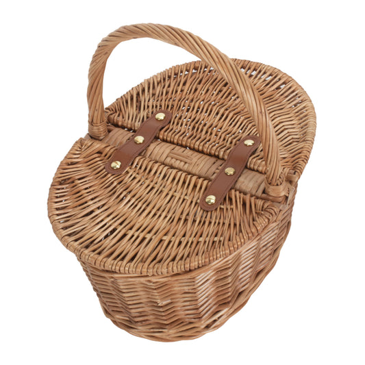 Child's Light Steamed Finish Willow Oval Picnic Basket