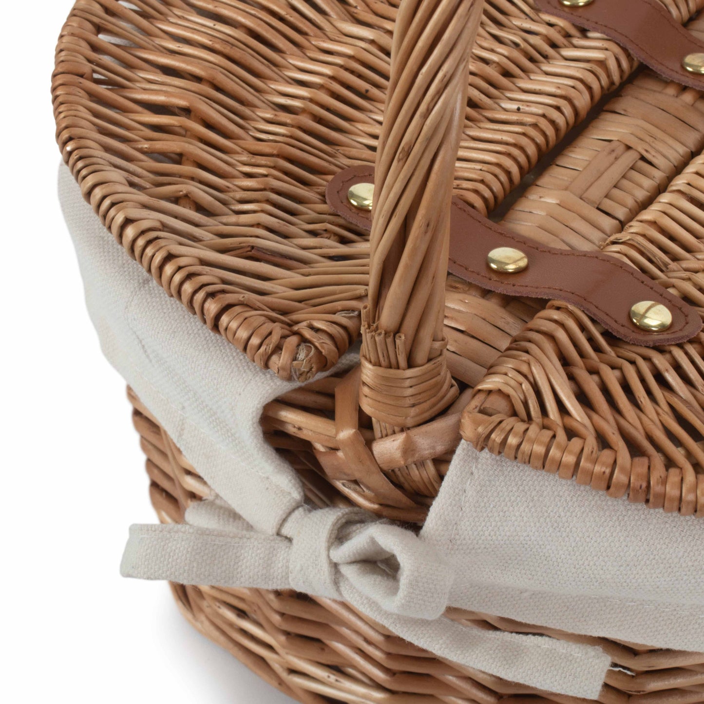 Child's Light Steamed Finish Willow Oval Picnic Basket with White Lining