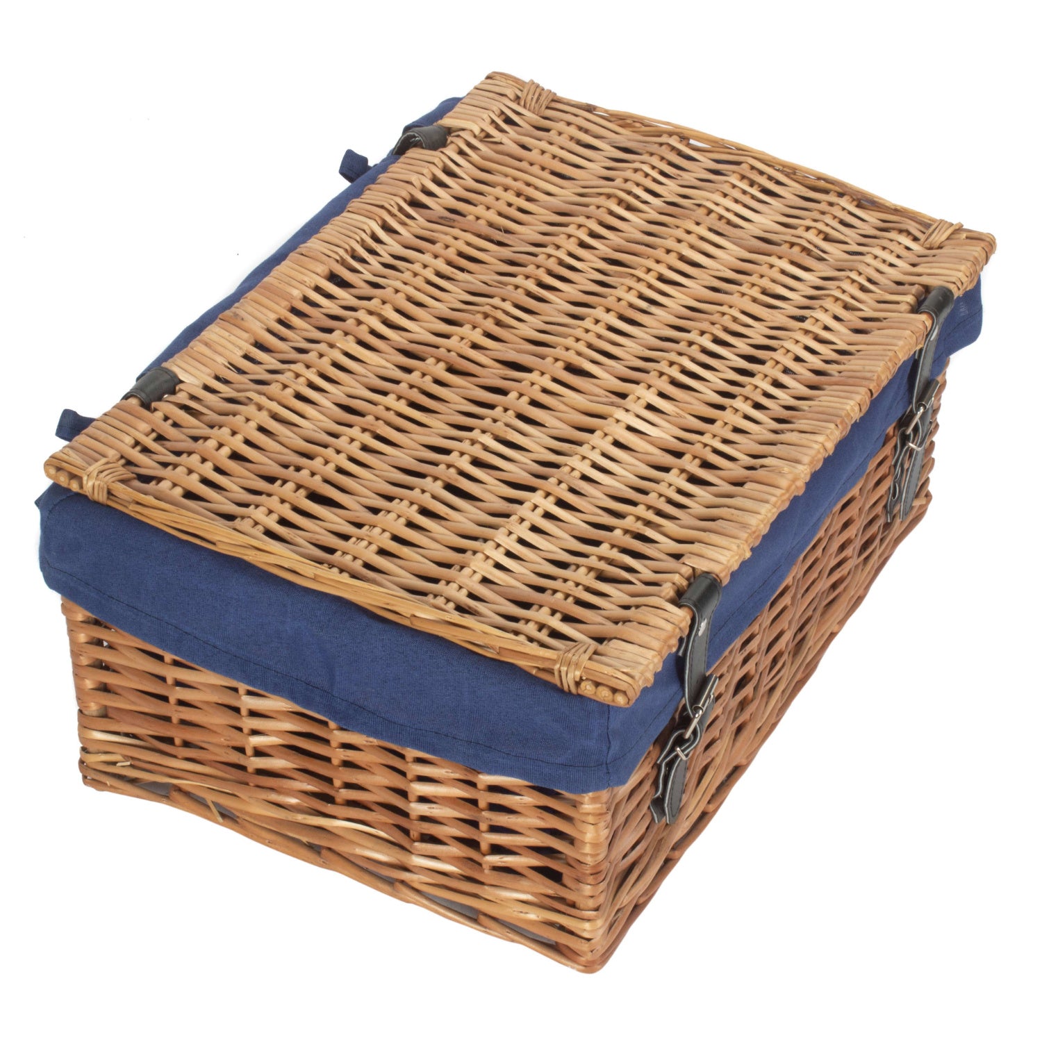 18 Inch Split Willow Hamper with Navy Blue Lining