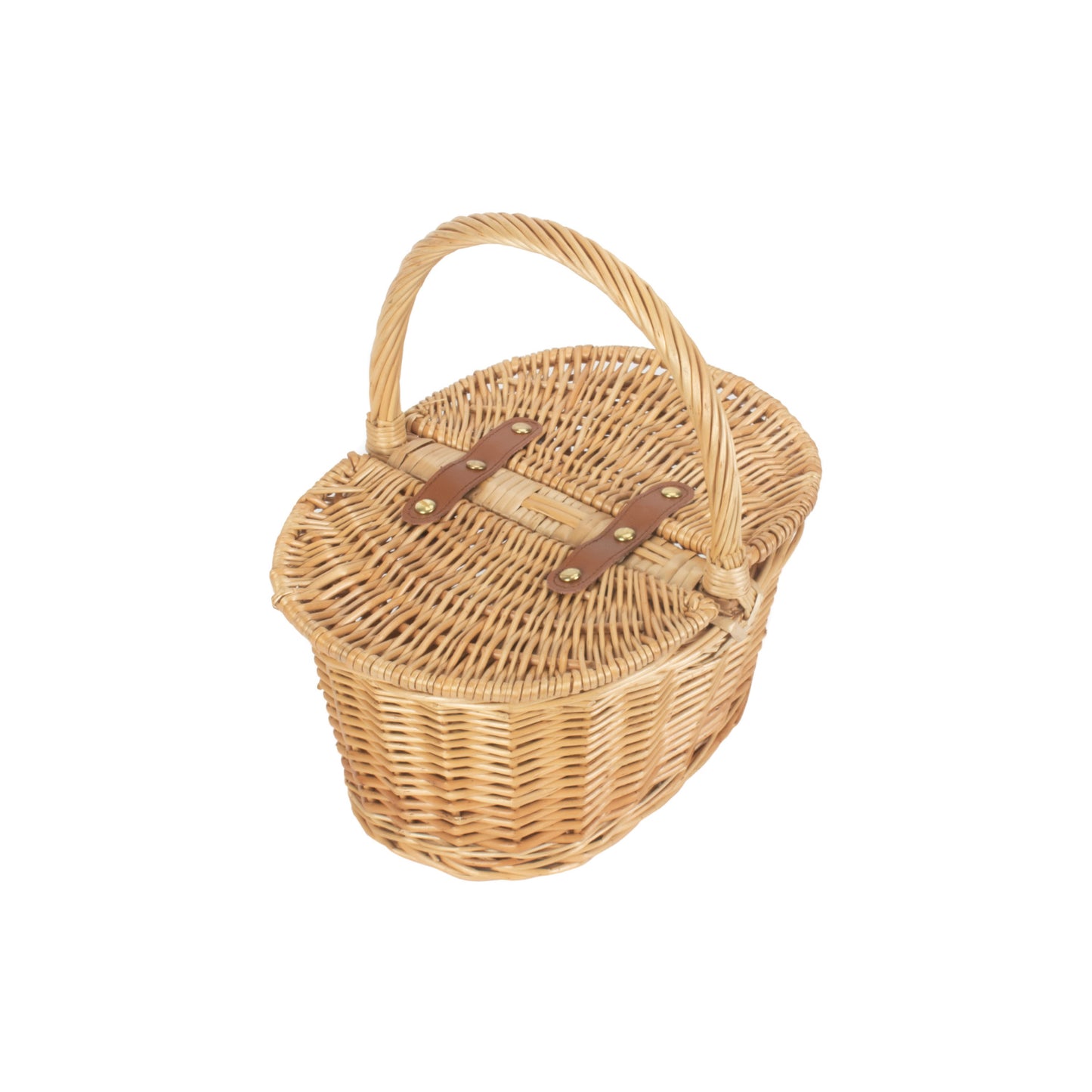 Child's Oval Willow Lidded Picnic Hamper Basket