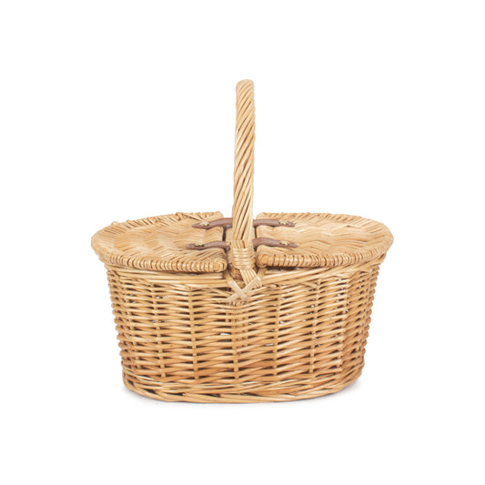 Child's Oval Willow Lidded Picnic Hamper Basket