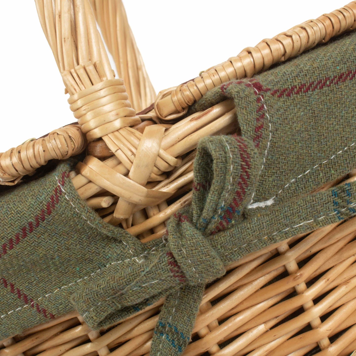 Child's Oval Willow Lidded Picnic Hamper with Green Tweed Lining