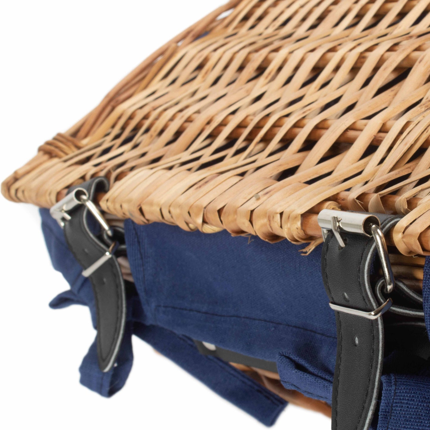 14 Inch Split Willow Hamper with Navy Blue Lining