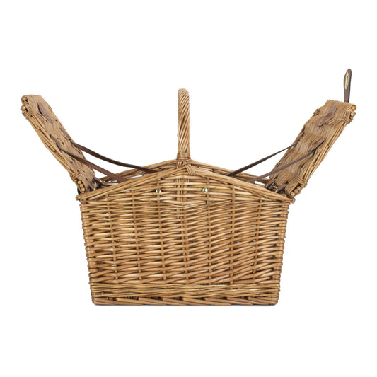 Slope-Sided Light Steamed Willow Picnic Hamper Basket