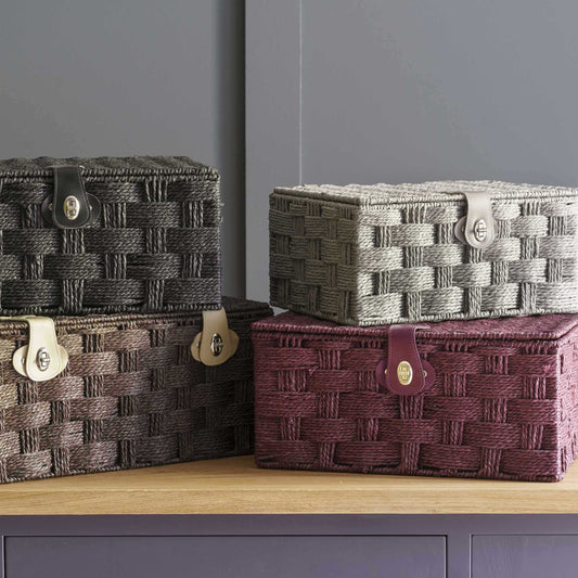 Set of 4 Paper Rope Hampers - Black