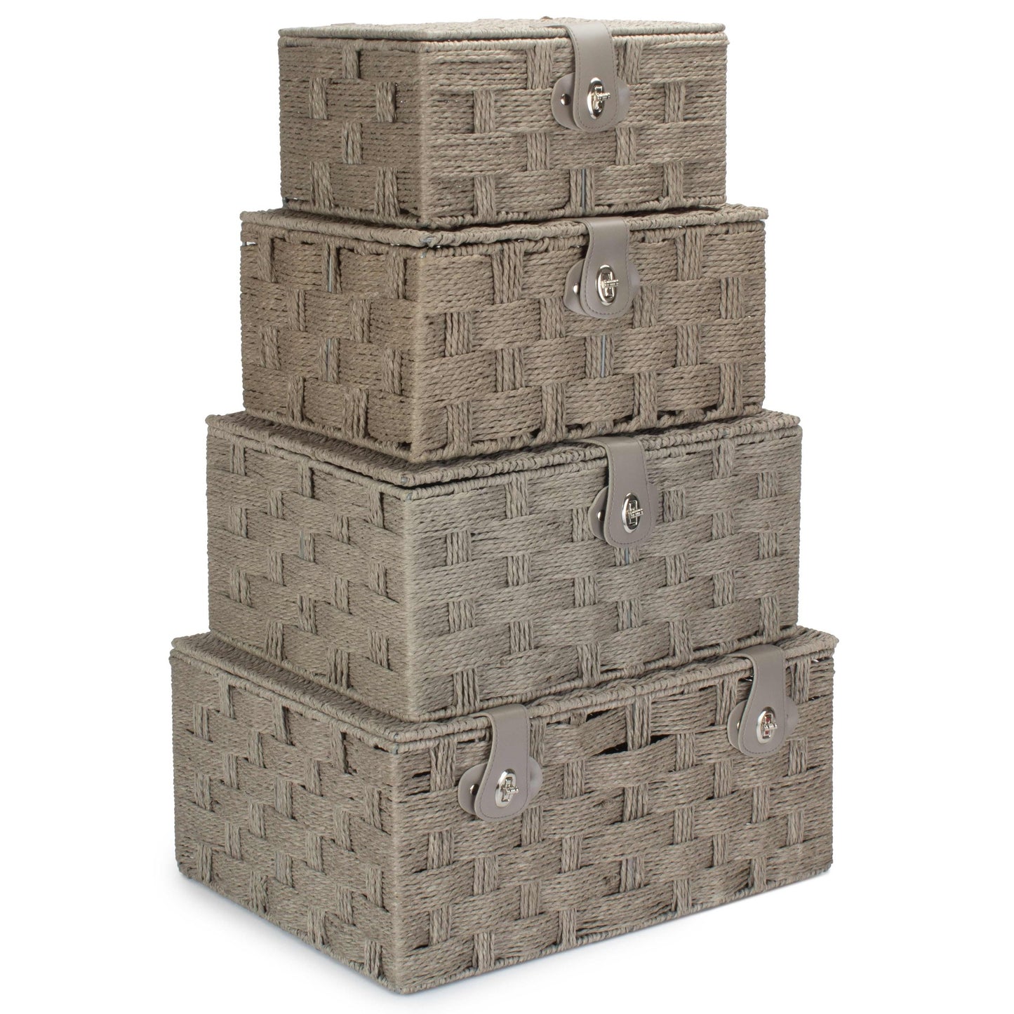 Set of 4 Paper Rope Hampers - Grey