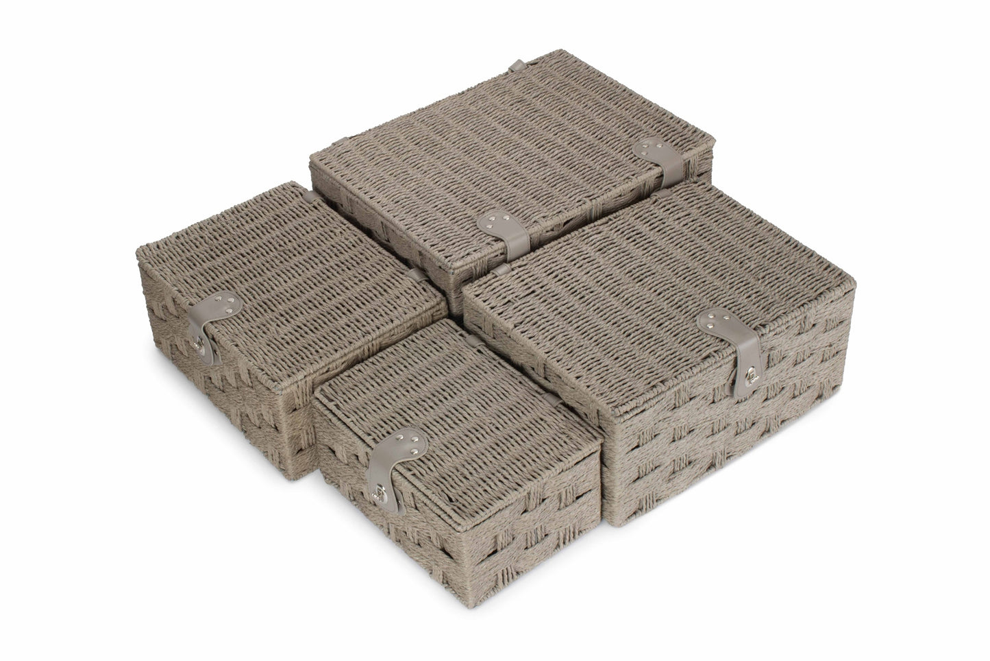 Set of 4 Paper Rope Hampers - Grey