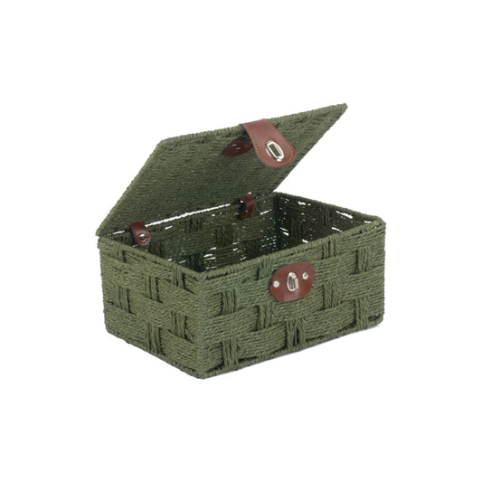 Small Paper Rope Hamper - Forest Green