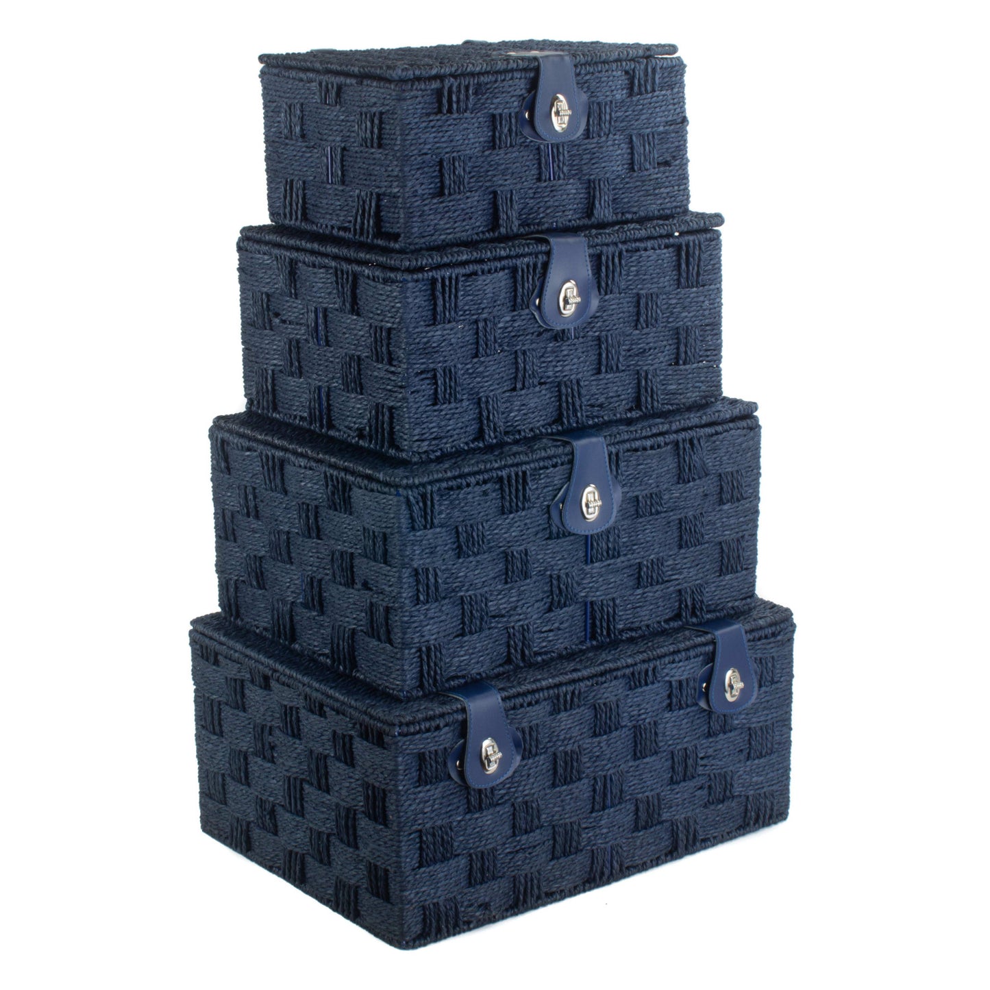 Set of 4 Paper Rope Hampers - Blue