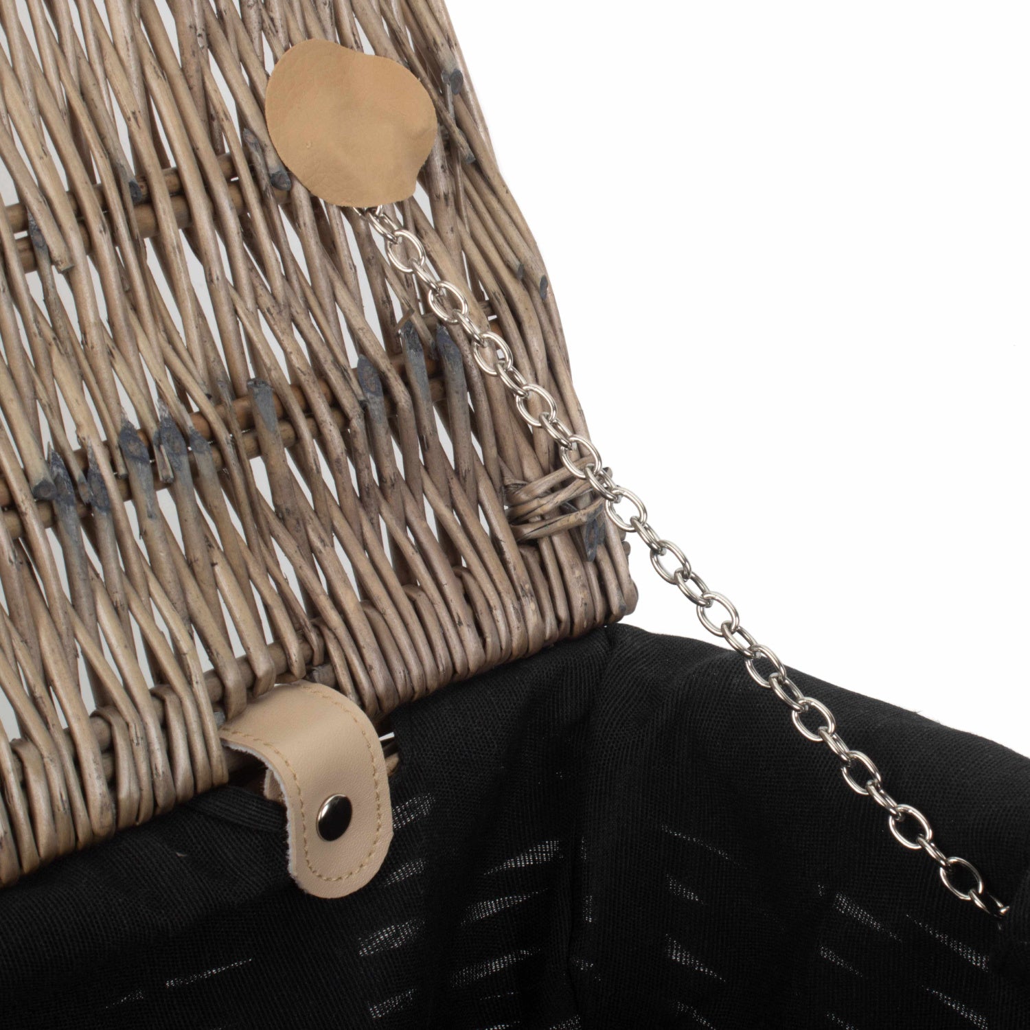 14 Inch Antique Wash Split Willow Hamper with Black Lining