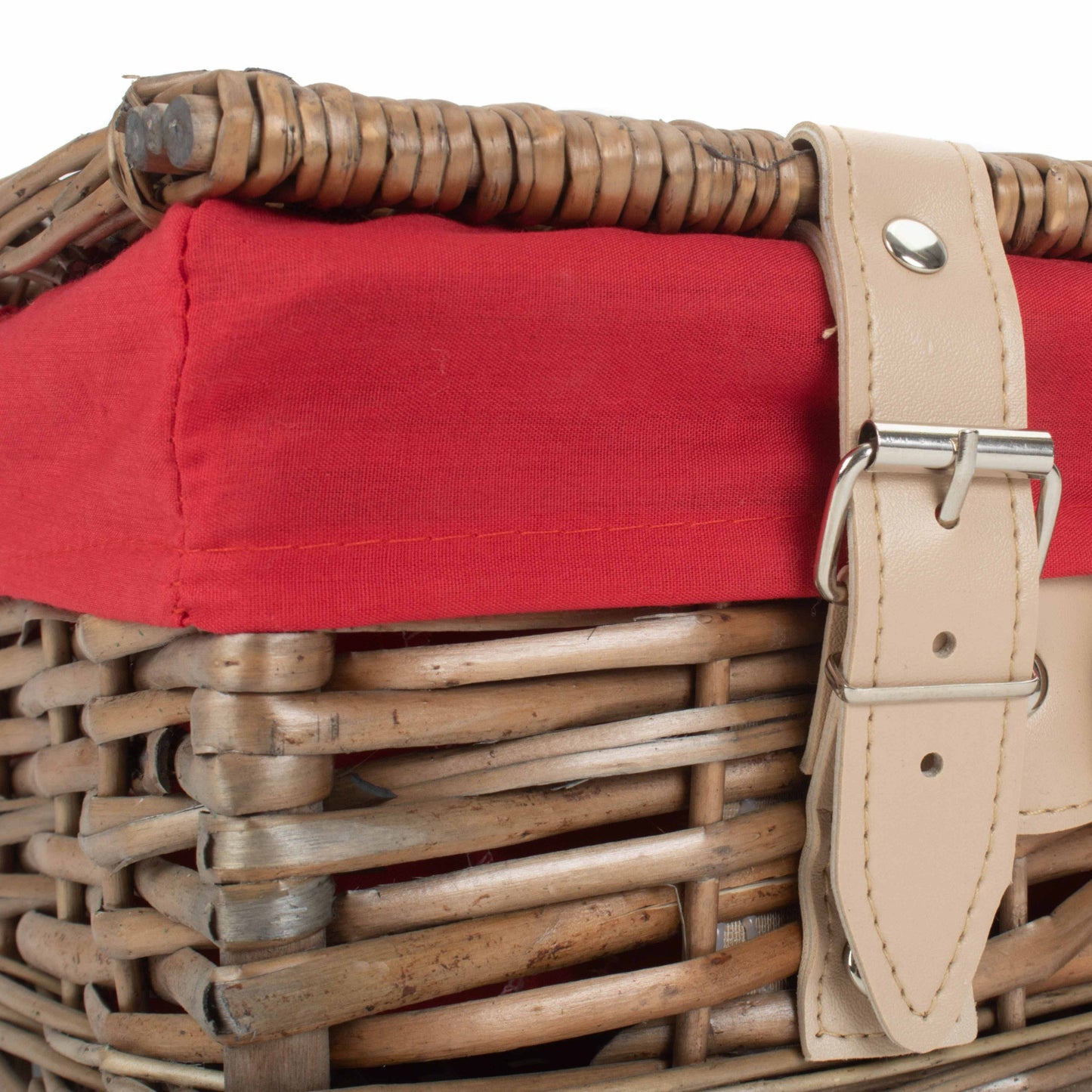14 Inch Antique Wash Split Willow Hamper with Red Lining