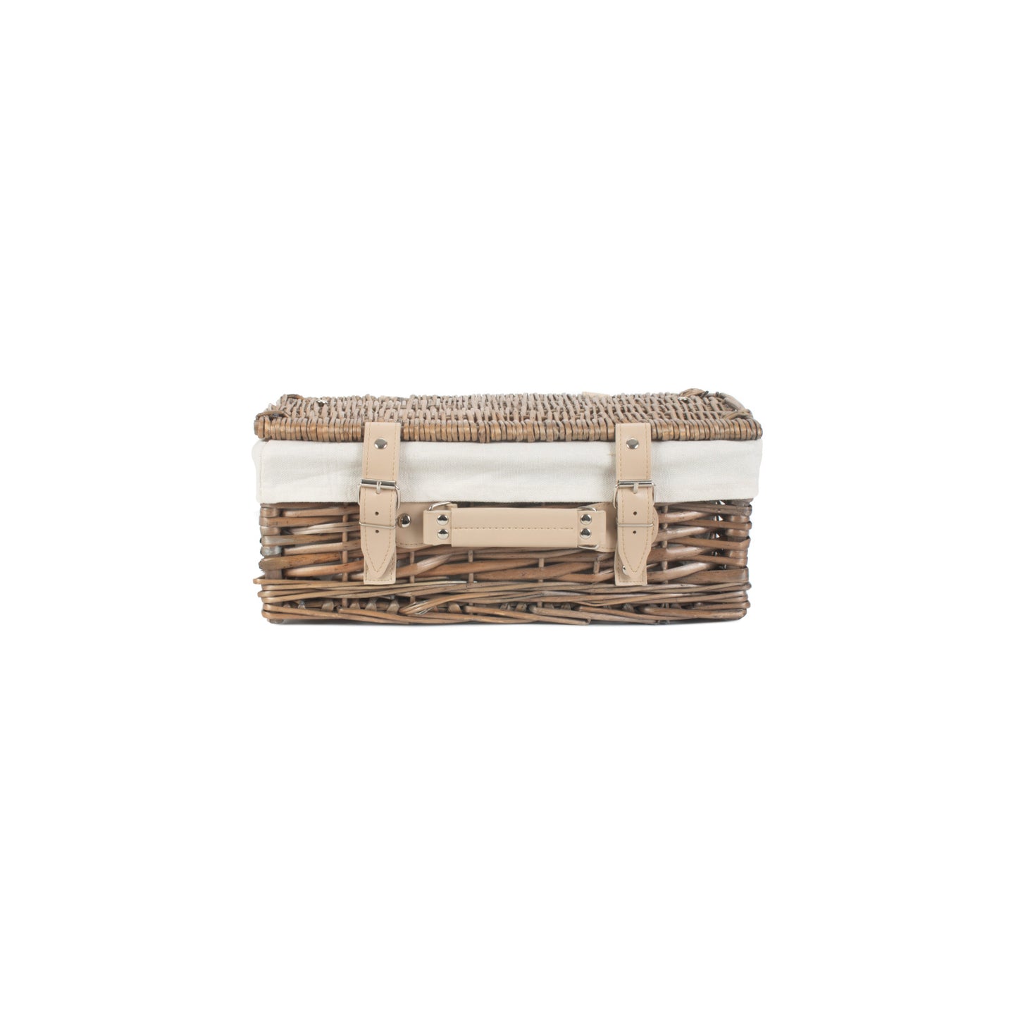 14 Inch Antique Wash Split Willow Hamper with White Lining