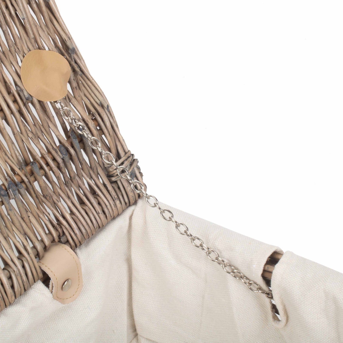 14 Inch Antique Wash Split Willow Hamper with White Lining