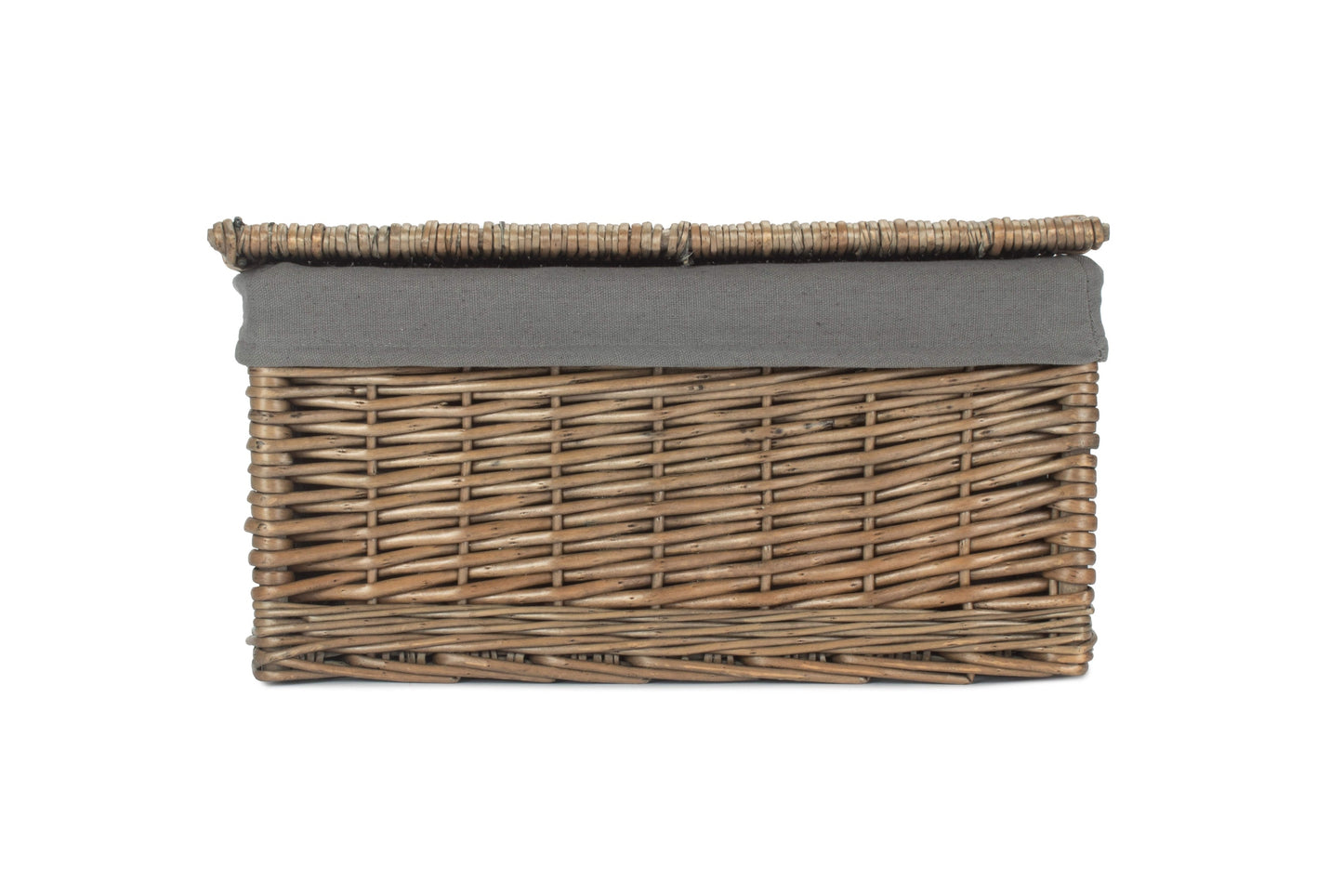 Medium Antique Wash Willow Storage Hamper with Grey Sage Lining