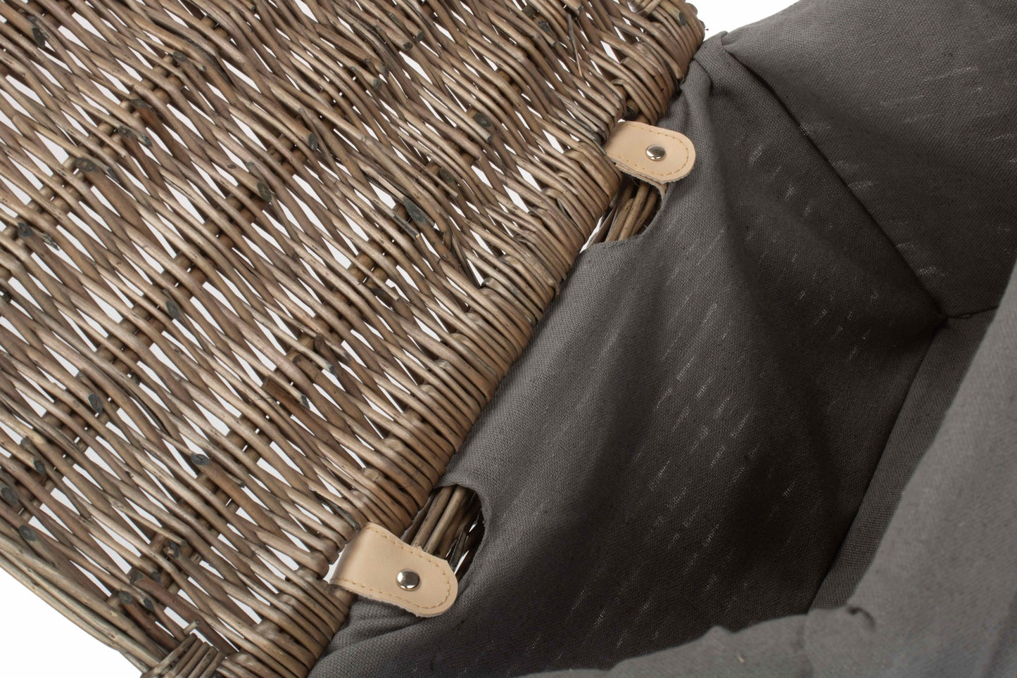 Medium Antique Wash Willow Storage Hamper with Grey Sage Lining