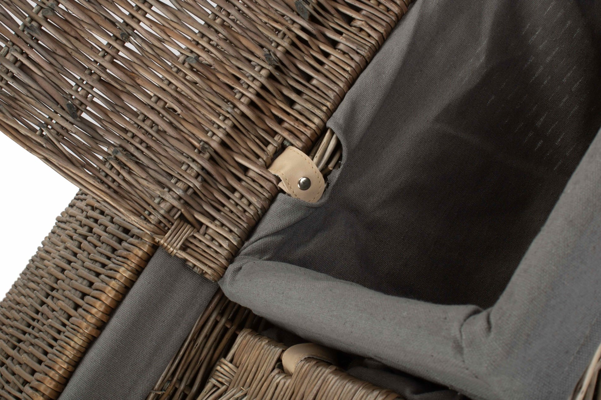 Antique Wash Willow Storage Hamper with Grey Sage Lining Set 3