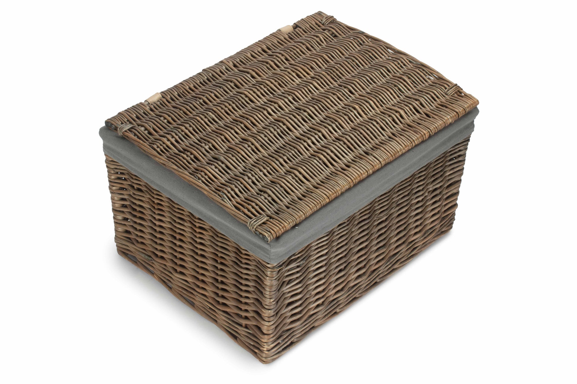 Extra Large Antique Wash Willow Storage Hamper with Grey Sage Lining
