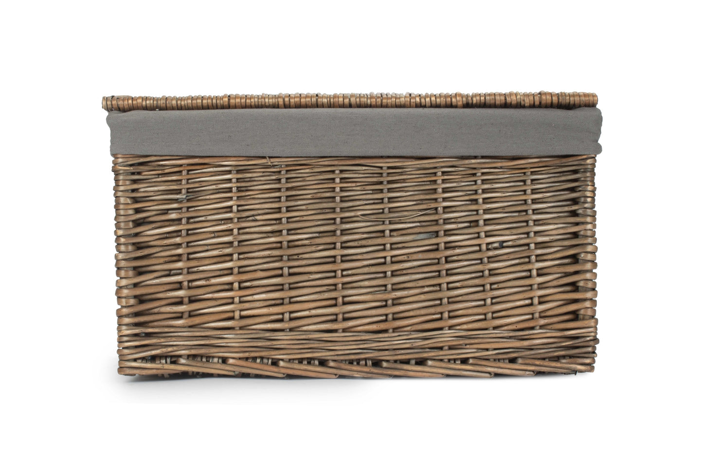 Extra Large Antique Wash Willow Storage Hamper with Grey Sage Lining