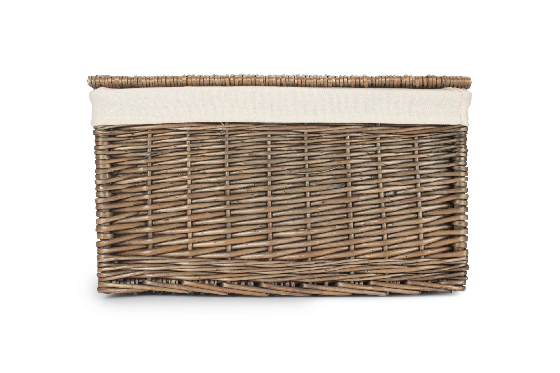 Extra Large Antique Wash Willow Storage Hamper with White Lining