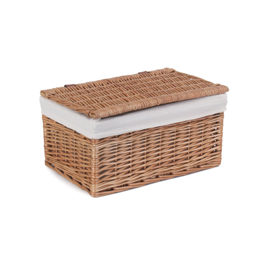 Medium Double Steamed Willow Storage Hamper with White Lining