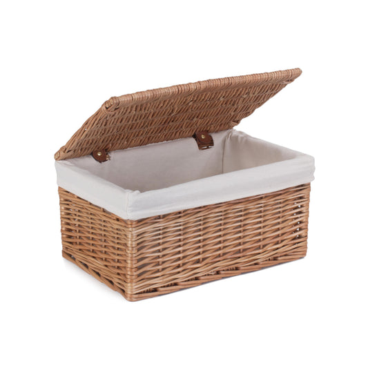 Medium Double Steamed Willow Storage Hamper with White Lining
